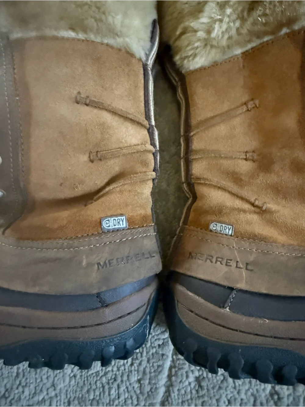Merrell Decora Prelude waterproof winter boots brown leather fur lace up 8